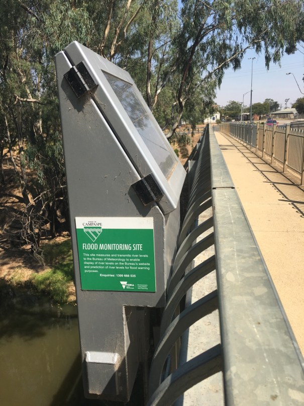 Flood monitoring station on Campaspe River at Rochester Victoria
