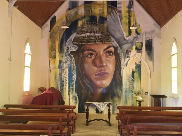 Mural in Goorambat church