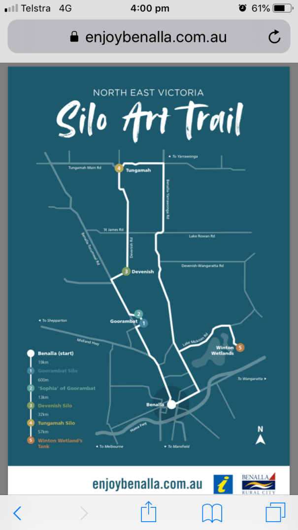 Map of Silo Art Trail NE Victoria 