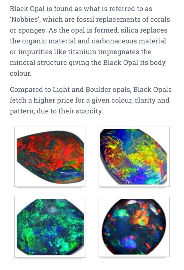 Information about black opals
